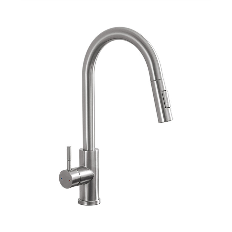 Topcraft Single-Handle Single-Hole Pull-Down Kitchen Faucet, Brushed Nickel