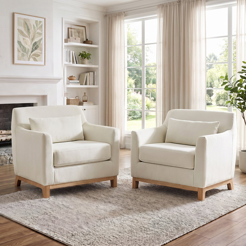 Fauteuil Aishah de 31,5 po de largeur, Velours beige