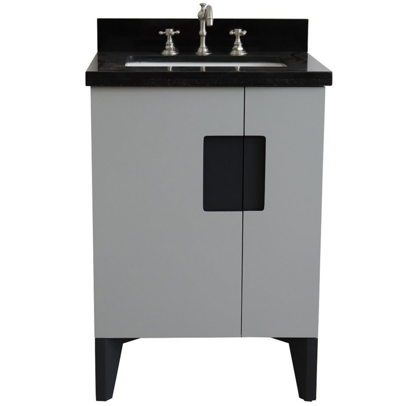 Ensemble de meuble-lavabo simple 25 po, Gris clair, Noir galaxie