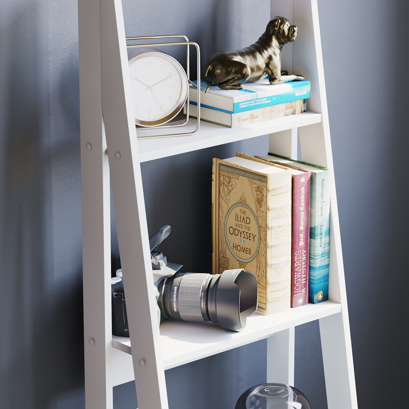 Jess 4 Tier 141Cm H x 46Cm W Ladder Bookcase, White