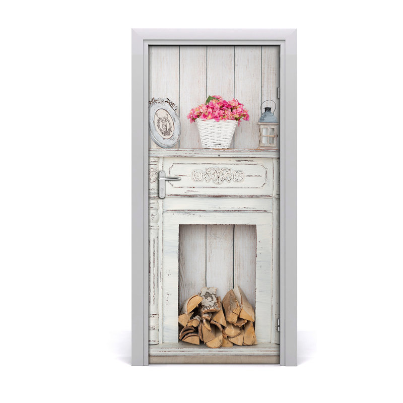 Fireplace Wood Adhesive Door Decal