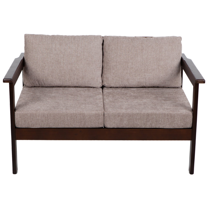 Jaquaisha 113cm Wide Pine Garden Sofa with Cushions, Black, Natural Beige