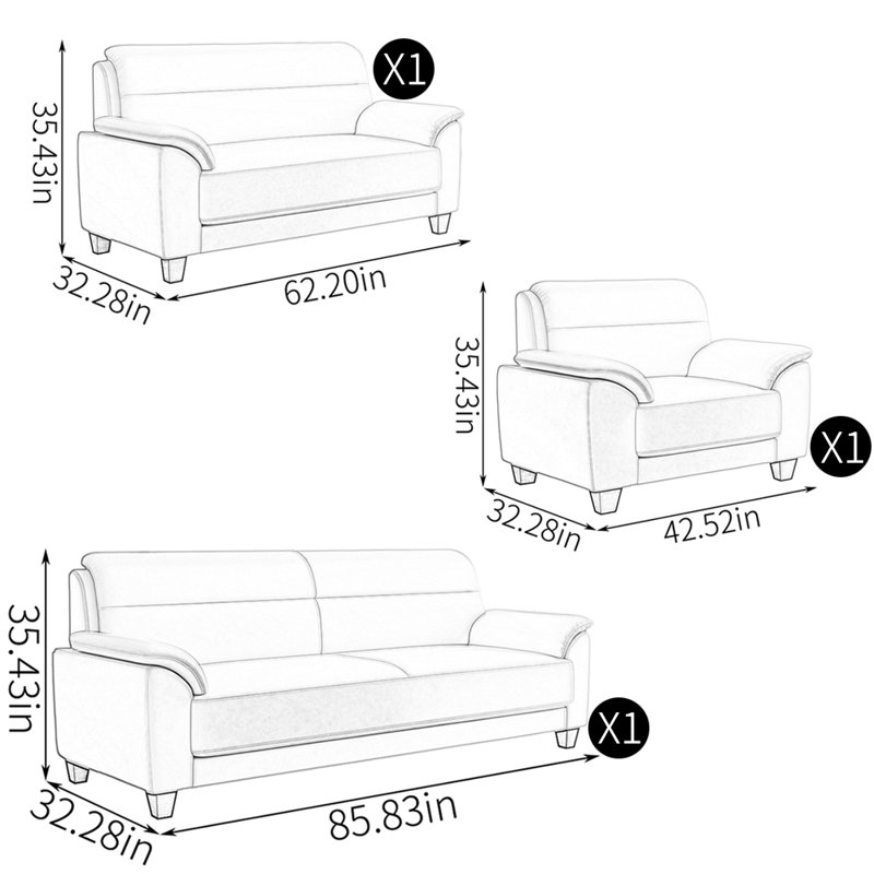 Combinaison de canapé européen minimaliste, Faux cuir