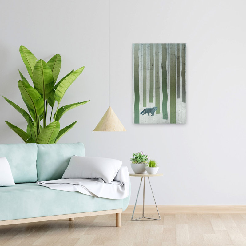 Contemporary Art Abstract Contemporary Wolf Forest Landscape Wall Art by Angelo Cerantola - Wrapped Canvas Print