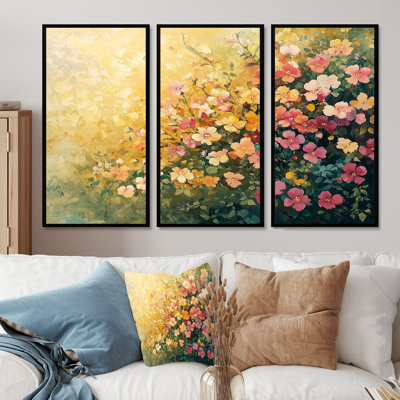 Été fleurs sauvages pré de lumière - décoration murale fleurs sauvages - 3 panneaux