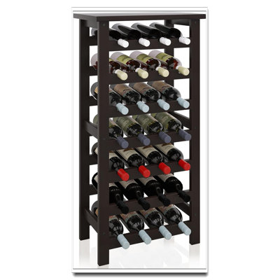 Bamboo Freestanding Wine Rack, 7-Tier 28-Bottle Display With Table Top For Kitchen Pantry Cellar Bar