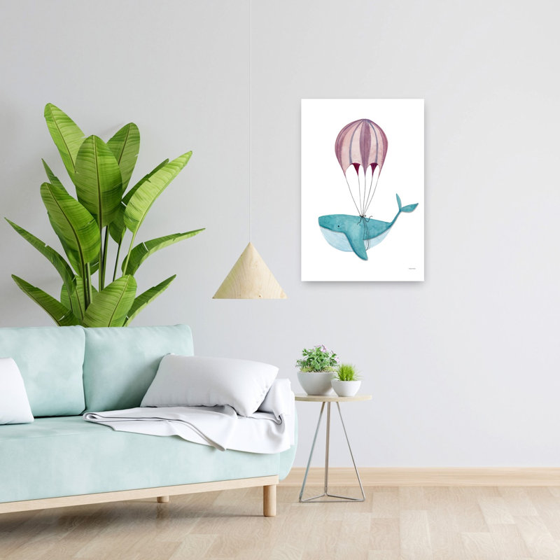 Whimsical Wale and a Balloon 1 Piece Wrapped Canvas Wall Art, 60.96cm H x 40.64cm W