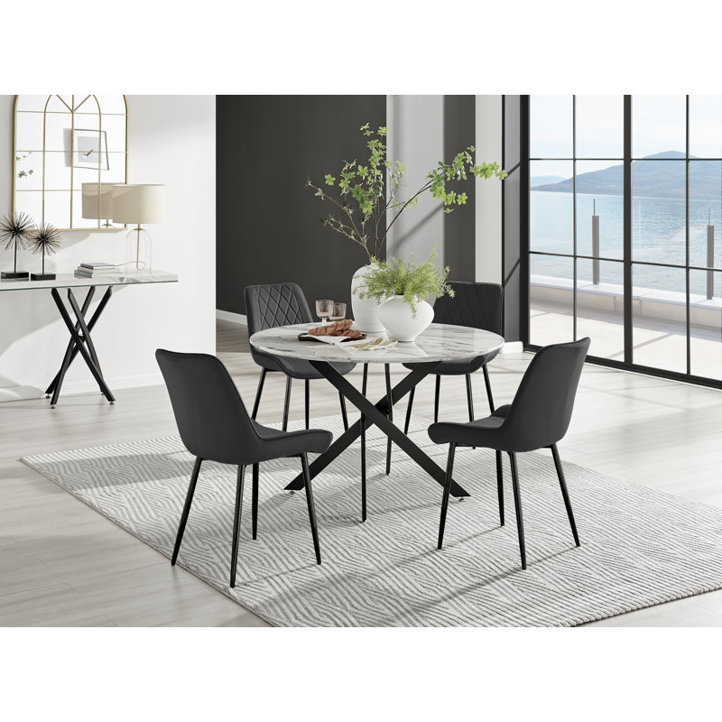 Eubanks 4 - Person Dining Set, Black/Black