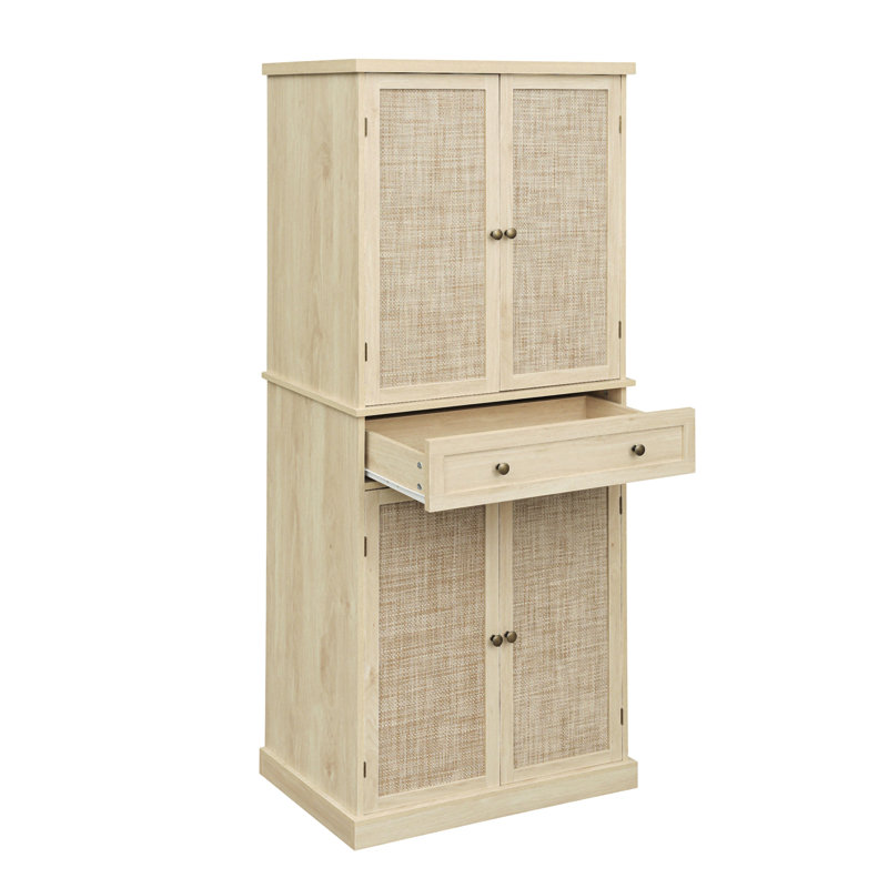 4 Door Cabinet With 1 Drawer, With 4 Adjustable Inner Shelves, Storage Cabinet