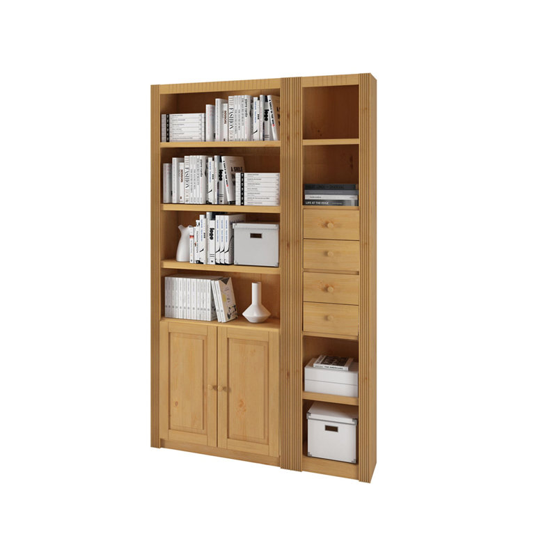 Elona 213 cm H x 128 cm W Solid Wood Standard Bookcase, Premium, Stain Wax