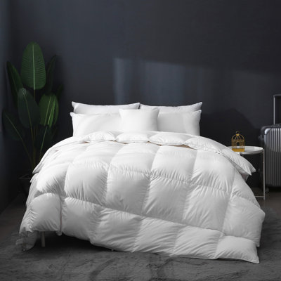 All‑Season Premium Feather‑Down Duvet Insert with Cotton Blend Soft Cover, Twin