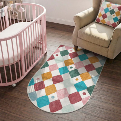 Colorful Diamond for Kids Washable Non-slip Rug