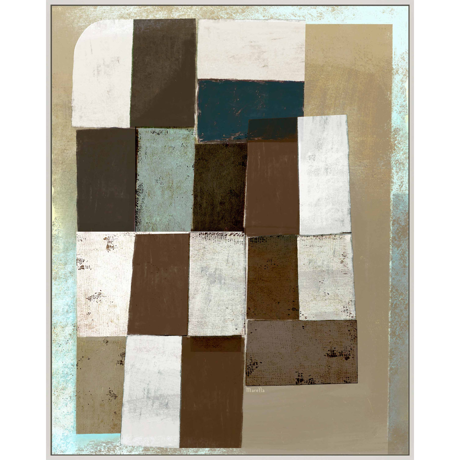 Patchwork 3 by Marco Marella for Studio M - Framed Wall Art, White, Canvas, 25" H x 20" W