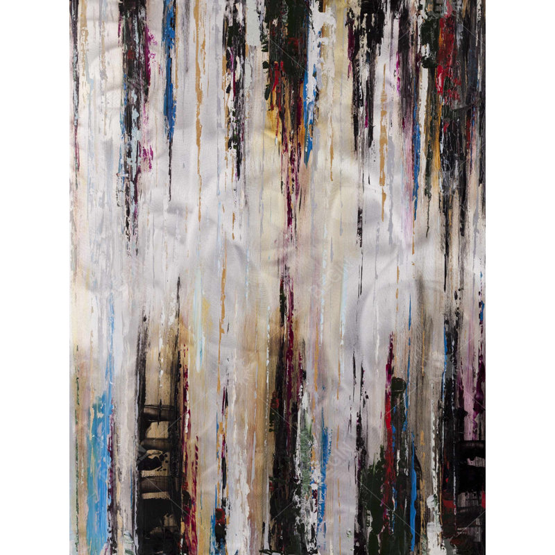 Polyester Sateen Duvet Cover, Twin Duvet, Blue Abstract Runny Paint