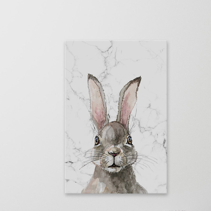 «Bewildered Rabbits Th pensant un lapin» sur toile tendue, H 30 po x l 20 po x P 1,5 po