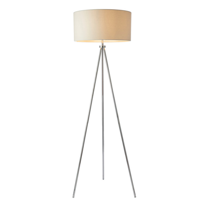 Madeline 152.5cm Tripod Floor Lamp, Chrome/Ivory