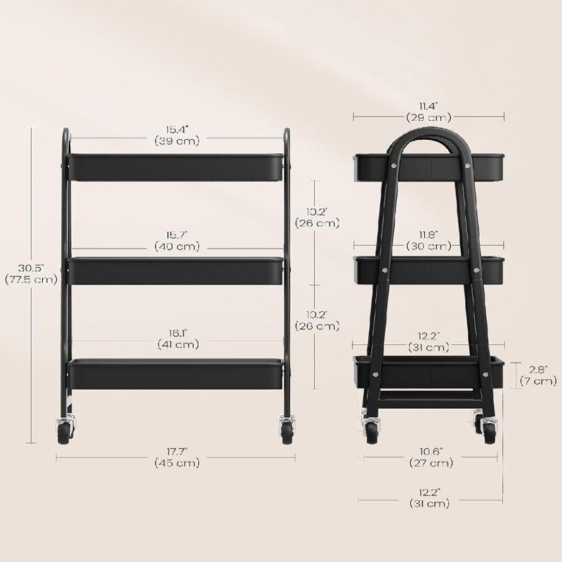 Roshena Metal Bar Cart, Black