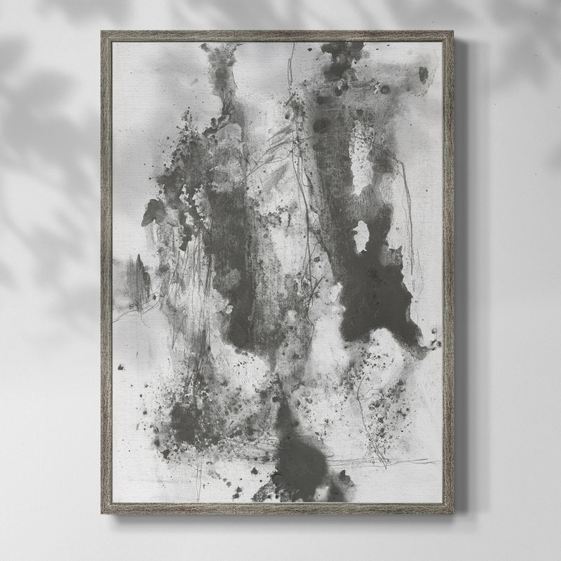 Graphite abstrait III, reproduction encadrée - bois massif, H 30 po x l 24 po