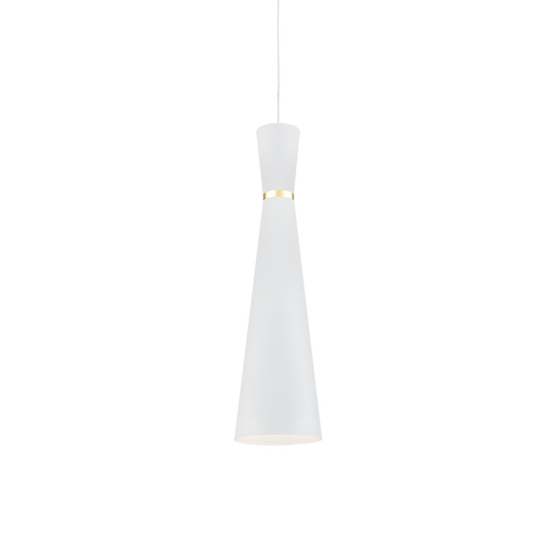 Luminaire suspendu conique simple Vanderbilt, Blanc / or, Blanc / or