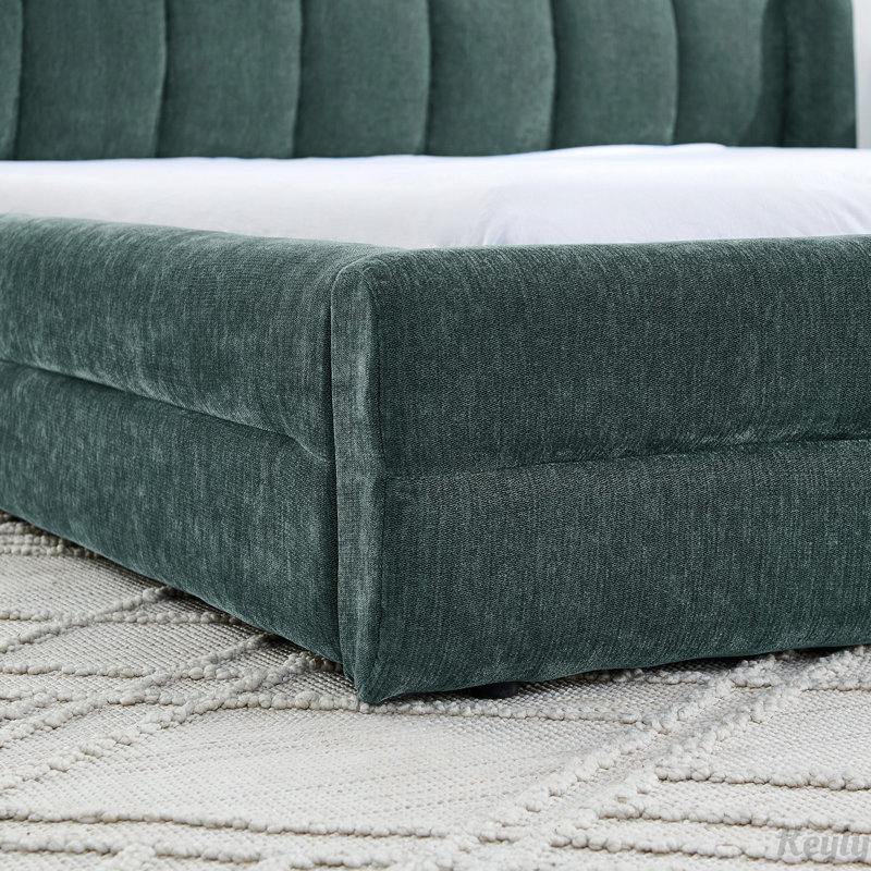 Structure de lit en chenille avec tissu épais, Bleu / Vert
