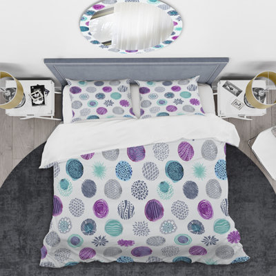 Grey And Purple Circle Pattern Duvet Cover