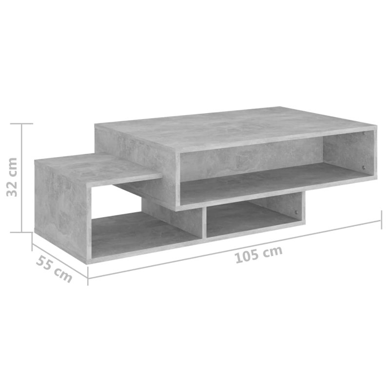 Godding Pedestal Coffee Table with Storage, Concrete Grey