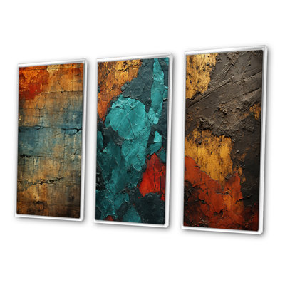 Passage Of Time Vintage Nutshell And Retro Blue - Transitional Art Set Of 3 Pieces