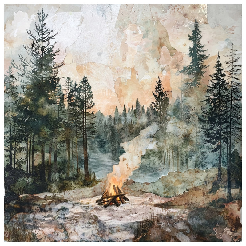 Forest Campfire Scene Duvet Covers, King
