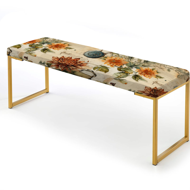 Motif boho rétro - banc rembourré or Boho