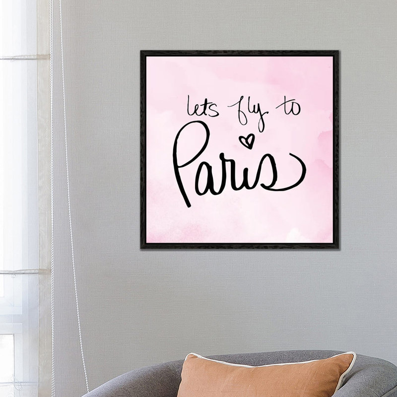 Lets Fly To Paris by Sd Graphics Studio - Print on Canvas, 66.04 cm H x 66.04 cm W, Black Framed Canvas