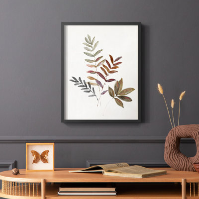 Feuilles d'automne III, reproduction encadrée - bois massif