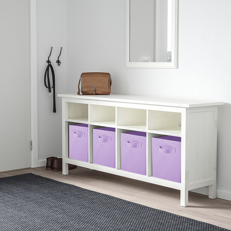 Ensemble de 2 bacs de rangement en tissu pliables, Mauve clair