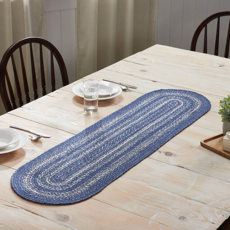 Birtwhistle Great Falls Blue Jute Table Runner, 48" L x 13" W