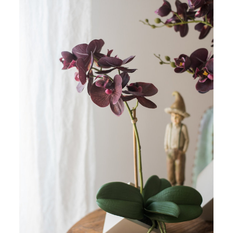 Orchidées florales et centre de table en pot, H 16,9 po x l 13 po x P 2 po
