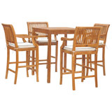 Outdoor 5 - Piece Teak Bistro Set with Cushions