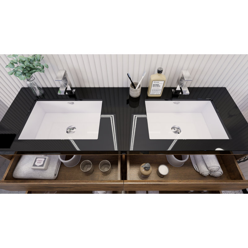 Reyes 58.5'' Double Bathroom Vanity Base Only, Rosewood