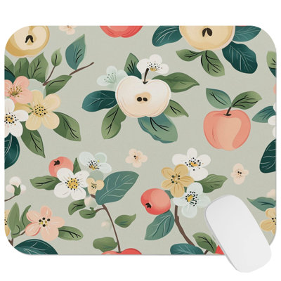 Food and Kitchen Apples Pattern II Fruits Apple Modern Gaming Cute Office Laptop Desk Pad Gift Mat Square Rectangle Non-Slip Mousepad