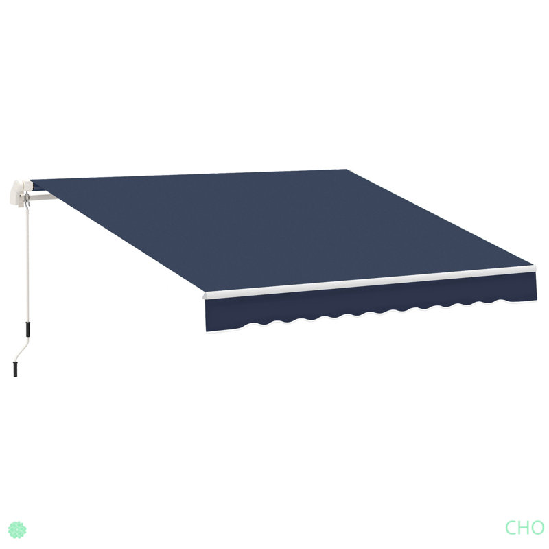 Retractable Awning, Patio Awnings, Sunshade Shelter W/ Manual Crank Handle, UV & Water-Resistant Fabric And Aluminum Frame For Deck, Balcony, Yard