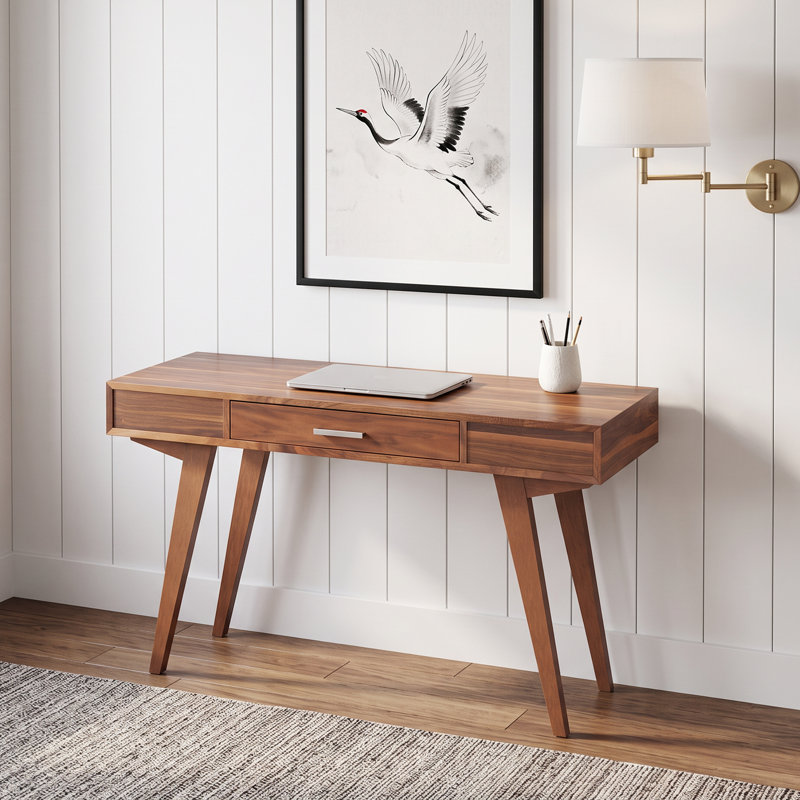Solid Wood Base Writing Desk, Natural Walnut