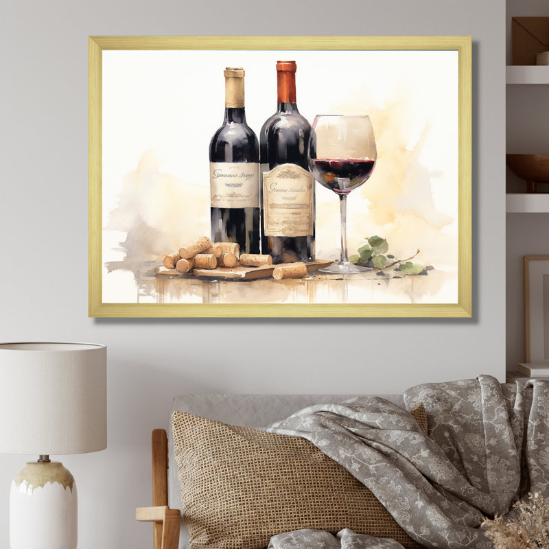 Nebbiolo Nuance I - Wine Wall Art Living Room, Cadre doré simple, H 12 po x l 20 po x P 1 po