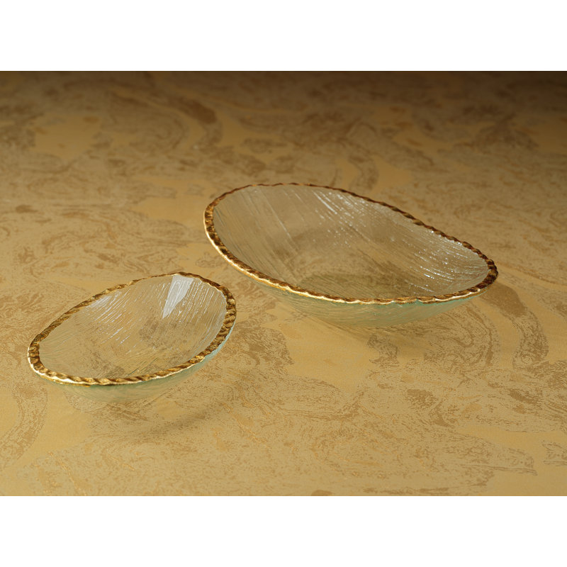 Mercer41 Hughe Glass Serving Bowl, 2.5" H x 11.5" W x 7.5" D