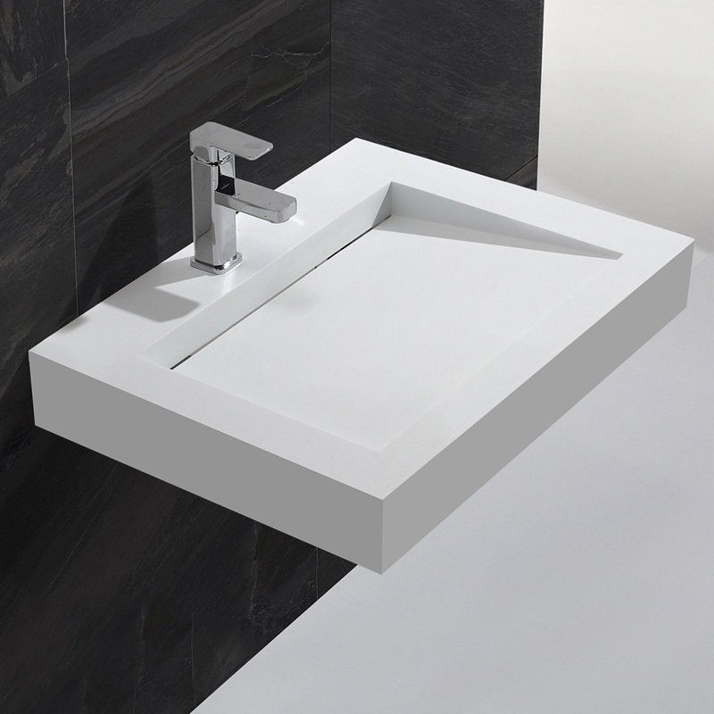 ADM Bathroom 17.6'' Resin Square Bathroom Sink, Matte/White