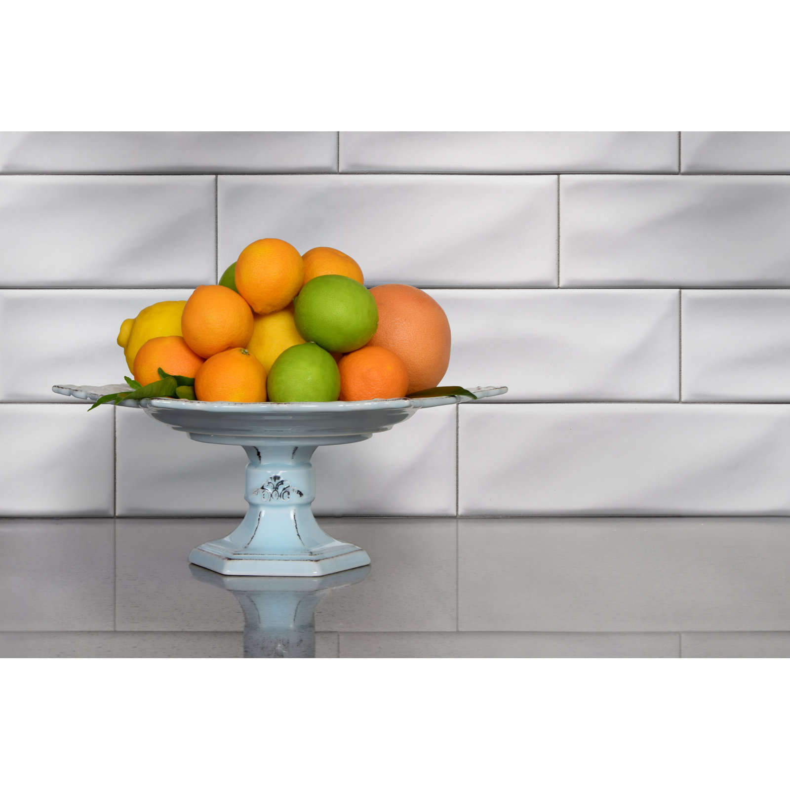 Subway 4" x 12" Ceramic Wall Tile, Celeste Blanc