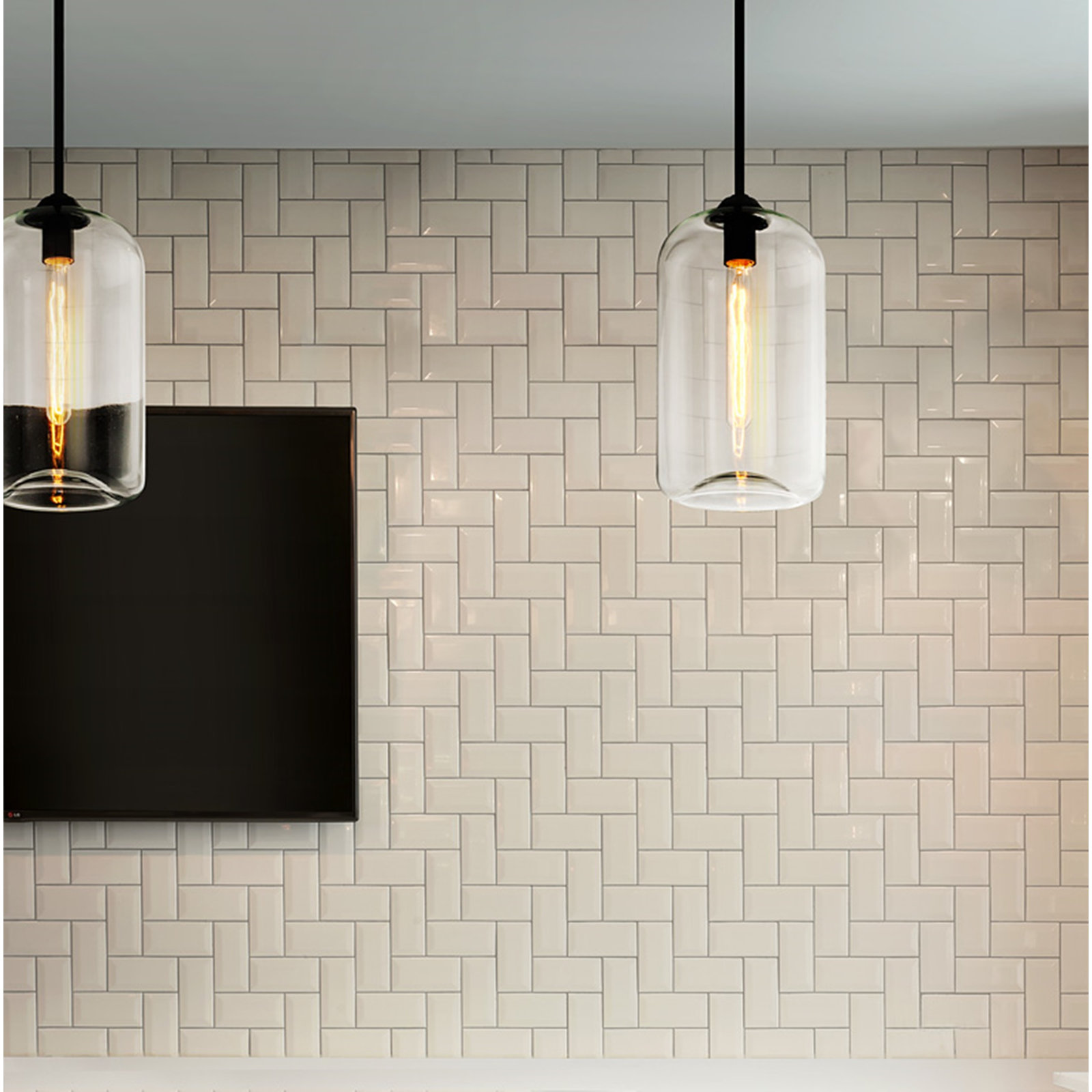 District 1 Light Pendant, Clear, 20.75" H x 10" W x 10" D