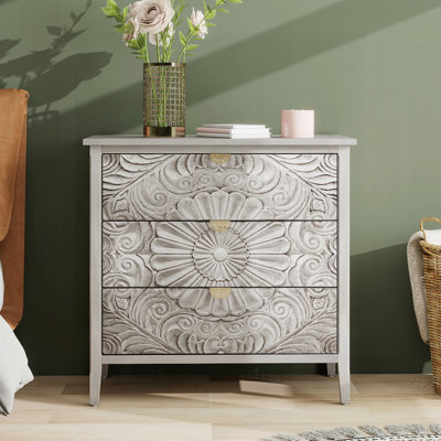 Single 3 Drawer Cabinet, American Style, Versatile Storage Solution For Bedroom, Living Room, And Study Areas.