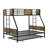 Twin Over FULL  Metal Bunk Bed  With Trundle  2 - Side Ladder And Full-Length Guardrail, No Box Spring Needed, Large Under Bed Storage, Easy Assemble , Black &  Brown-539088097