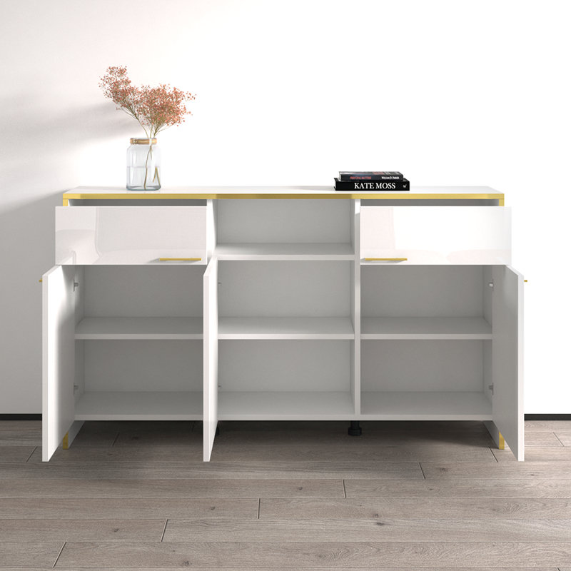 Buffet 57,3 po Glam avec finition ultrabrillante, Blanc