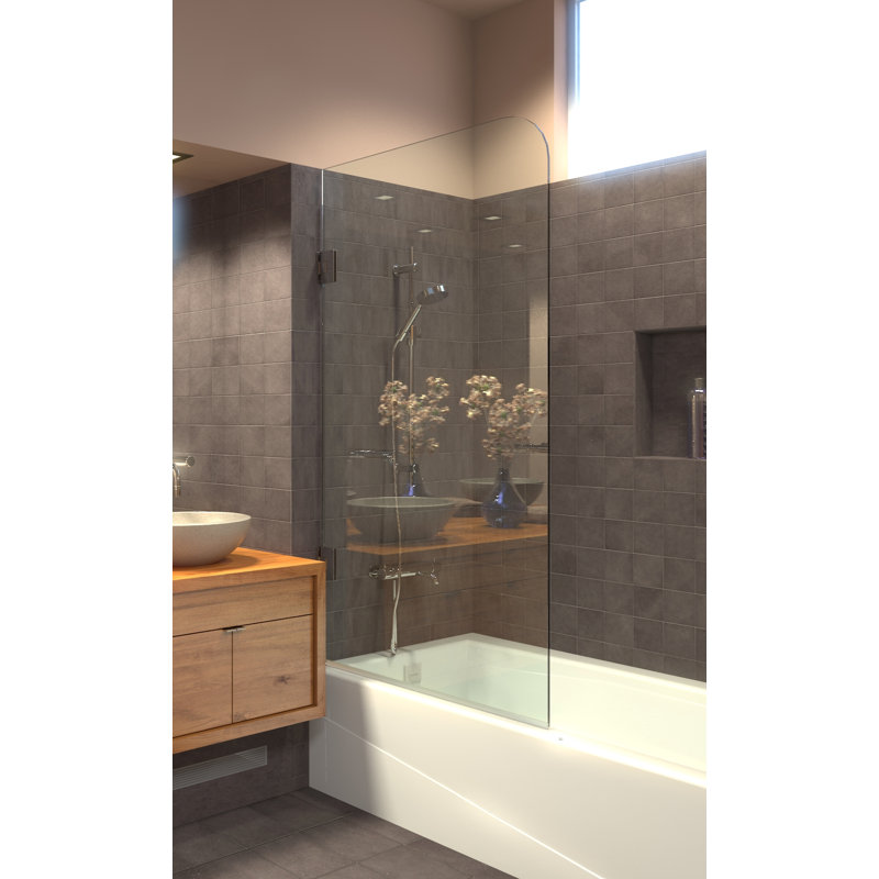 30" x 60" Hinged Frameless Tub Door With Low Iron Glass and ClearShield® Technology, Polished Gold
