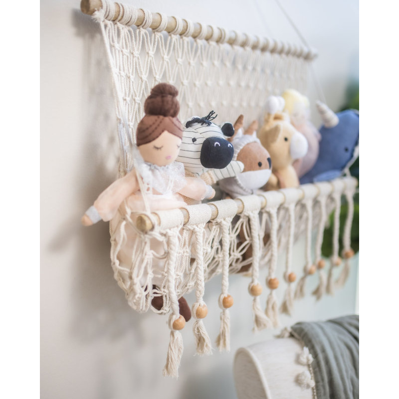 Macrame Wall Storage Bin, For Toys, Books, Swaddles, 16"x22", By Crane Baby