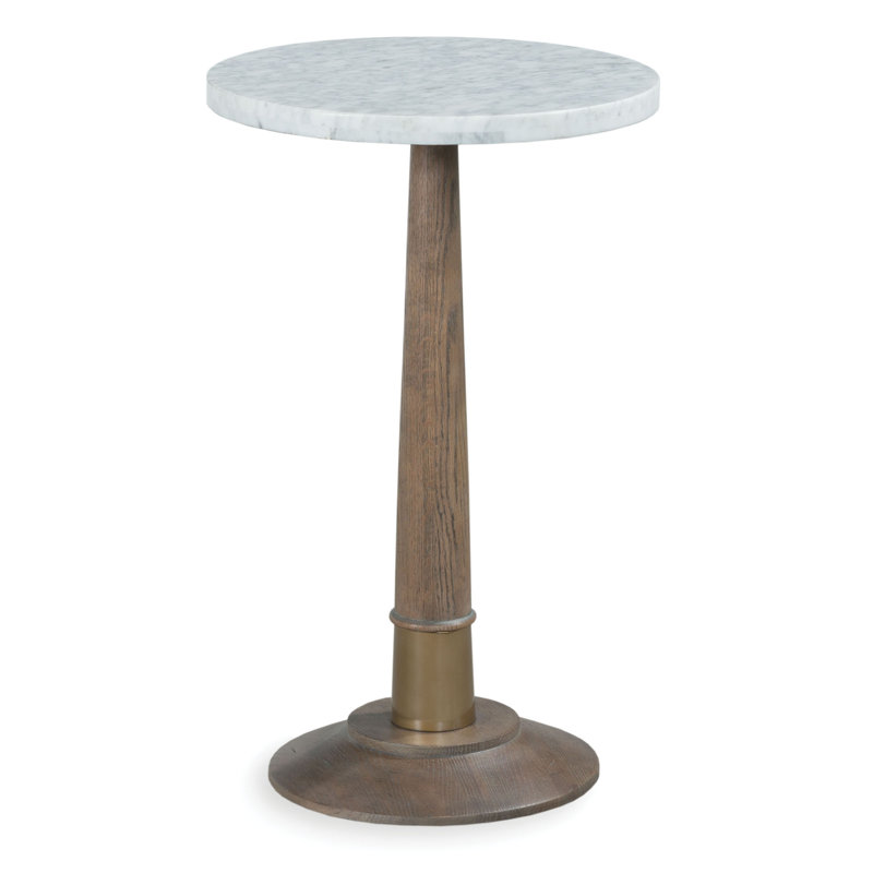 Provence Round Marble Top Pedestal Table with Oak Base